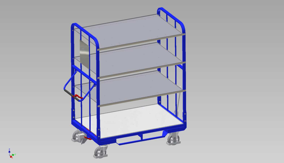 Etagenwagen / Regalwagen 800 mit Zentralfeststeller und Handbremse